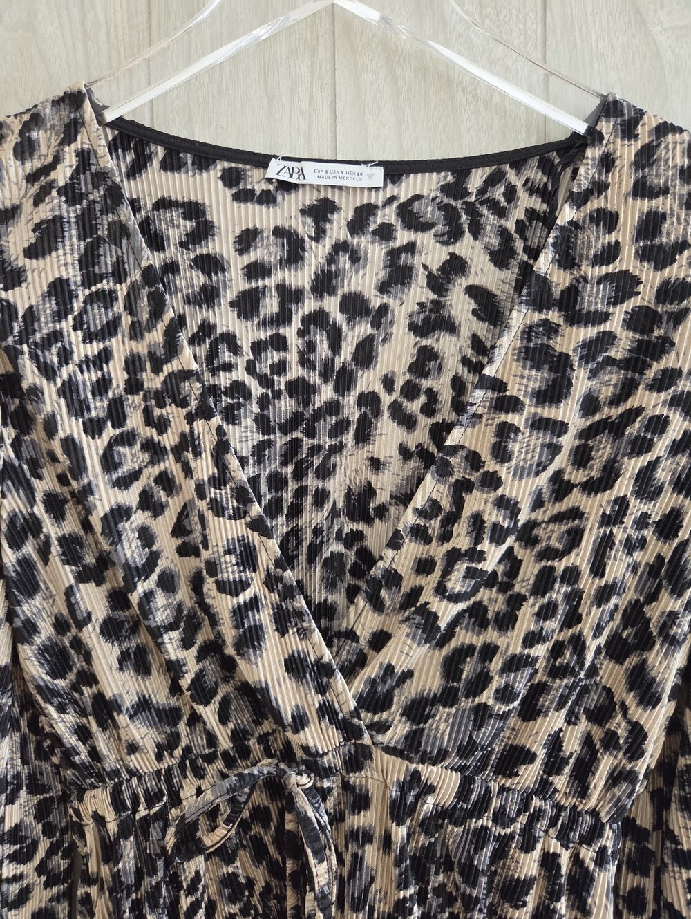 Zara Leopard Ribbed Ruched Top Blouse - Picture 7 of 10
